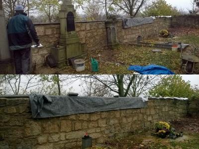 oprava hřbitovní zdi