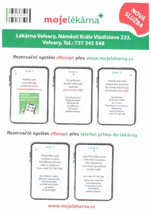 Lékárna Velvary nabízí rezervační systém eRecept přes telefon přímo do lékárny