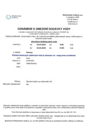 Přerušení dodávky vody