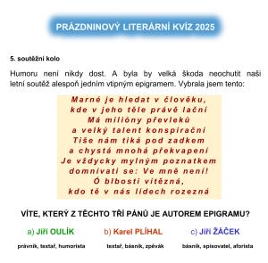 5. kolo letní kvízové soutěže