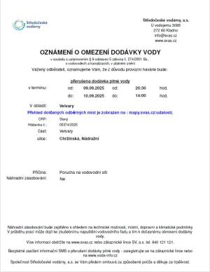 porucha vodovodní řad
