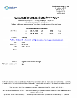 omezení dodávky vody